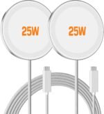 MagSafe 25W Wireless Charger for Apple Magnetic Fast Charging Pad | Compatible for iPhone 17 17e 16 16e 15 14 13 12 Pro Max - AirPods-Slim Portable for Travel Bedside Office - 2 Pack, White - Image 2