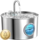 Cat Water Fountain Stainless Steel: 74oz/2.2L Cat Fountain for Drinking - Pet Water Fountain for Cats Inside - Quiet Cats Water Bowl Dispenser - Kitty Drinking Fountains - for Pets& Small Animals - Image 2