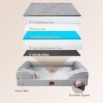 EHEYCIGA Orthopedic Extra Large Dog Bed, Waterproof Washable XL Pet Bed 44" | Non-Slip Bottom and Egg-Crate Polyurethane Foam Big Dog Couch Bed with Washable Removable Cover, Grey - Image 6