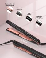 Annlary Hair Straightener 1 Inch Flat Iron and Curler 2 in 1 Titanium Ceramic Ionic Dual Voltage Straightener with Heat-Resistant Silicone, for Less Frizz, Shinier & Smoother - Image 7