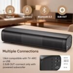 Saiyin 11.7-inch Sound Bar, Small Size & Big Power, Powered by AC Adapter | Soundbar with Bluetooth 5.3/Optical/Auxiliary Inputs, 48W Peak Power, Compact Sound Bar for Smart TV, PC, Gaming - Image 4