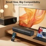 Saiyin 11.7-inch Sound Bar, Small Size & Big Power, Powered by AC Adapter | Soundbar with Bluetooth 5.3/Optical/Auxiliary Inputs, 48W Peak Power, Compact Sound Bar for Smart TV, PC, Gaming - Image 6