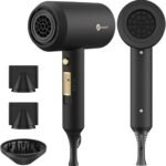 slopehill Professional Ionic Hair Dryer, Powerful 1800W Fast Drying Low Noise Blow Dryer with 2 Concentrator Nozzle 1 Diffuser Attachments for Home Salon Travel (Black) - Image 2