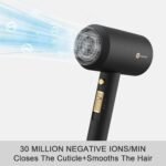 slopehill Professional Ionic Hair Dryer, Powerful 1800W Fast Drying Low Noise Blow Dryer with 2 Concentrator Nozzle 1 Diffuser Attachments for Home Salon Travel (Black) - Image 4