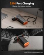 WOLFBOX MegaFlow 50 Compressed Air Duster, 110,000 RPM, 3-Gear Adjustable | Electric, Mini Blower, Fast Charging, Computer, Keyboard, House, Outdoor, Car, 0.45 lb Lightweight, 4 Nozzles - Image 7