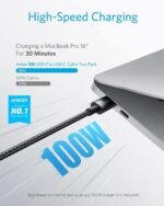 Anker USB C to USB C Cable, 100W Fast Charging Cable (2-Pack, 6 ft, Black) | For iPhone 17 Series, MacBook Pro 2020, Pixel, and More (Not for Video Output) - Image 3