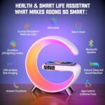 Smart LED Table Lamp,4-in-1 Wireless Charger with Speaker,Night Light, Alarm Clock, and Bluetooth Speaker with App Control for Bedroom and Home Decor (White, Large) - Image 3