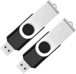 2 Pack 64GB USB Flash Drive USB 2.0 Thumb Drives Jump Drive Fold Storage Memory Stick Swivel Design - Black - Image 2