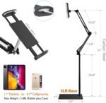 Tablet Floor Stand with 5LB Metal Base, Overhead Bed Phone Stand Angle Height Adjustable Holder, Universal Floor Stand Compatible with iPhone iPad Pro Air Mini, Samsung Tab, Kindle, E-Readers… - Image 4