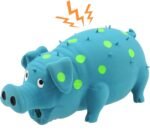 Andiker Dog Squeaky Toy, Dots Latex Dog Chew Toys with a Oinks Sound Squeaker Grunting Pig Dog Toy Durable Self Play 8" Dogs Squeeze Toy for Dental Biting Chasing to Kill Boring Time (Blue) - Image 2