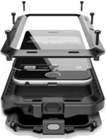 for iPhone 16 Metal Case 6.1",Heavy Duty Shockproof Aluminum Alloy Tough Armour Military Grade Phone Case,360 Full Body Protective Cover with Silicone Built-in Screen Protector - Black - Image 2