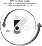 2 Pack 64GB USB Flash Drive USB 2.0 Thumb Drives Jump Drive Fold Storage Memory Stick Swivel Design - Black - Image 7