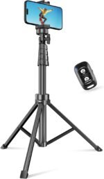SENSYNE 62" Phone Tripod for iPhone, Extendable Selfie Stick Tripod Stand with Wireless Remote and Phone Holder, Cell Phone Tripod for Video Recording, Compatible with iPhone Android - Image 2