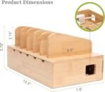 Prosumer's Choice Wooden Charging Station Organizer - 5-Port Base for Phones, Tablets and Laptops - Multi-Device Docking Station with Removable Divider Slots - Cord Box with Cable Management - Bamboo - Image 4