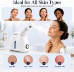 Nano Ionic Facial Steamer, 360° Rotating Arm Face Steamer for Skin Hydration & Pore Care, Home Spa Facial Steamer with Aromatherapy & Large Water Tank, Portable Skincare Tool for Home Salon Use - Image 7