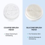 COSLUS Facial Cleansing Brush Silicone Face Scrubber: 2 in1 FBS-D Electric Exfoliating Device Waterproof Deep Cleaning Exfoliation Rotating Spa Machine - Electronic Skincare Wash Spinning System - Image 8
