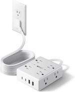 SUPERDANNY Extension Cord,Flat Plug Surge Protector Power Strip,10Ft | 8 AC & 4 USB Ports (2 USB C),Surge Protector with 1050J,Desk Charging Station for Home Office,College Dorm Room Essentials - Image 2