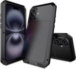 for iPhone 16 Metal Case 6.1",Heavy Duty Shockproof Aluminum Alloy Tough Armour Military Grade Phone Case,360 Full Body Protective Cover with Silicone Built-in Screen Protector - Black - Image 4