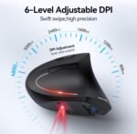 TECKNET Ergonomic Mouse, Wireless Bluetooth Vertical Mouse, 4800 DPI Optical Tracking, 6 Adjustable DPI, Quiet Clicks, 2.4GHz with USB A Receiver, 12 Months Battery, 6 Buttons, Wide Compatibility - Image 5