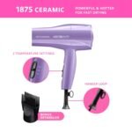 Hot Beauty 1875 Ceramic Hair Dryer, Powerful Fast Drying, Multi-Setting with Comb Attachment, Additional Detangler Included, Slide Bar Switch, Compact for Home & Travel (Purple) - Image 4