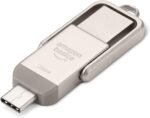 Amazon Basics 256GB USB Flash Drive, Thumb Drive Memory Stick with USB C and USB A Dual Ports, Champagne Silver - Image 2