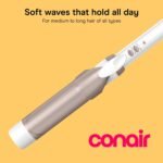 Conair Curling Iron, Double Ceramic, 1 1/2" Barrel, White/Rose Gold | Hair curler and hair waver for medium to long hair with 30 heat settings, built-in heat protection, a cool tip, and auto off - Image 3