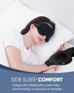 MZOO Luxury Sleep Eye Mask for Side Sleeper Men Women, Zero Eye Pressure 3D Sleeping Mask, Light Blocking Patented Design Night Blindfold, Soft Eye Shade Cover for Travel, Black - Image 4