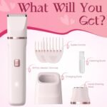 Risina 2-in-1 Bikini Trimmer for Women, Electric Razors for Women, Gifts | IPX7 Waterproof, Rechargeable, Ceramic Blades, Face Shaver and Body Hair Trimmer for Bikini Line, Pubic Hair, Legs, Underarms - Image 11
