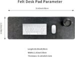 Felt Desk Mat | Computer Mat for Desk(36x12Inches) | Large Felt Mouse Pad and Keyboard Mat | Desk Protector for Office | Dark Gray - Image 3
