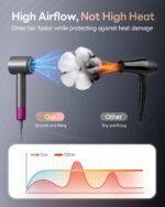 Hair Dryer, 160000RPM with 500M Ionic Negative, Blow Dryer with Diffuser, Fast Drying Hairdryer for Women and Men, Thermo-Control Lightweight Quiet for Curly Hair, Home Travel Salon - Image 4
