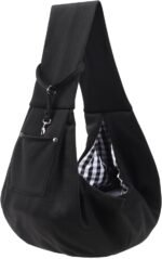 ARZQUT Dog and Cats Carrier Sling, Small Pet Carrier with Storage Pocket | Reversible Puppy Sling Carrier, Safety Buckle, Storage bag, Machine Washable for Travel, Outdoor Activitie, Hand-Free, Black - Image 2