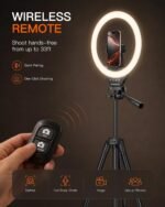 Sensyne Ring Light with Stand, 50" Phone Tripod for iPhone & Android, LED Ring Light with Remote, 3 Color Modes & 10 Brightness Levels for TikTok, Zoom & Video Recording - Image 7