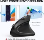 TECKNET Ergonomic Mouse, Wireless Bluetooth Vertical Mouse, 4800 DPI Optical Tracking, 6 Adjustable DPI, Quiet Clicks, 2.4GHz with USB A Receiver, 12 Months Battery, 6 Buttons, Wide Compatibility - Image 8