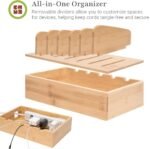 Prosumer's Choice Wooden Charging Station Organizer - 5-Port Base for Phones, Tablets and Laptops - Multi-Device Docking Station with Removable Divider Slots - Cord Box with Cable Management - Bamboo - Image 5