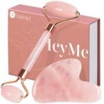 BAIMEI IcyMe Rose Quartz Roller & Gua Sha Facial Tool Set for Depuffing | Cooling Face Roller for Lymphatic Massage,Sculpting Tool for Face, Eyes & Neck, Skin Care Gifts for Women,Spa & Travel Use - Image 2