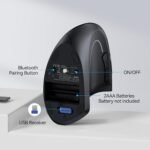 TECKNET Ergonomic Mouse, Wireless Bluetooth Vertical Mouse, 4800 DPI Optical Tracking, 6 Adjustable DPI, Quiet Clicks, 2.4GHz with USB A Receiver, 12 Months Battery, 6 Buttons, Wide Compatibility - Image 6