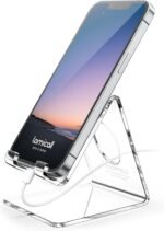 Lamicall Cell Phone Stand, Desk Accessories - Clear Office Cell Phone Holder, Acrylic Phone Stand, Desktop, Acrylic Office Supplies Desk Decor Accessories, Suitable for iPhone, 4-8'' Phone, Gifts - Image 2