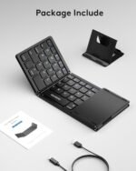 Samsers Foldable Bluetooth Keyboard with Touchpad - Portable Wireless Keyboard with Holder, Rechargeable Full Size Ultra Slim Pocket Folding Keyboards for Android Windows iOS Tablet & Laptop - Black - Image 10