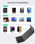 Samsers Foldable Bluetooth Keyboard with Touchpad - Portable Wireless Keyboard with Holder, Rechargeable Full Size Ultra Slim Pocket Folding Keyboards for Android Windows iOS Tablet & Laptop - Black - Image 3