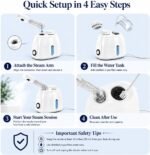Nano Ionic Facial Steamer, 360° Rotating Arm Face Steamer for Skin Hydration & Pore Care, Home Spa Facial Steamer with Aromatherapy & Large Water Tank, Portable Skincare Tool for Home Salon Use - Image 8