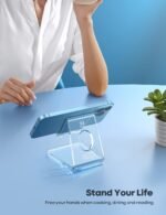 Lamicall Cell Phone Stand, Desk Accessories - Clear Office Cell Phone Holder, Acrylic Phone Stand, Desktop, Acrylic Office Supplies Desk Decor Accessories, Suitable for iPhone, 4-8'' Phone, Gifts - Image 3