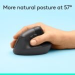 Logitech Lift Vertical Ergonomic Wireless Mouse - Graphite | Connect via Bluetooth or included Logi Bolt USB-A receiver, quiet clicks, 4 of 6 buttons customizable, Windows Mac compatible - Image 4