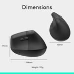 Logitech Lift Vertical Ergonomic Wireless Mouse - Graphite | Connect via Bluetooth or included Logi Bolt USB-A receiver, quiet clicks, 4 of 6 buttons customizable, Windows Mac compatible - Image 11