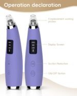 Pore Vacuum Blackhead Remover - Pore Extractor with 5 Attachments & 3 Suction Levels - Blackhead Remover Tools for Women and Men (Purple) - Image 6