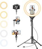 UBeesize 12'' LED Ring Light with 62'' Tripod Stand, Selfie Ring Light for Video Recording, Live Streaming, TikTok & YouTube, Compatible with iPhone & Android (Black) - Image 2