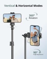 SENSYNE 62" Phone Tripod for iPhone, Extendable Selfie Stick Tripod Stand with Wireless Remote and Phone Holder, Cell Phone Tripod for Video Recording, Compatible with iPhone Android - Image 6