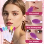 12 Pcs Pore Scrub Brush,Lip Scrubber Exfoliator,Silicone Face Cleansing Brush,Lip Scrub Brush Exfoliating Nose Clean Blackhead Removal Brushes for Face Cleaning - Image 3