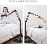 Tablet Floor Stand with 5LB Metal Base, Overhead Bed Phone Stand Angle Height Adjustable Holder, Universal Floor Stand Compatible with iPhone iPad Pro Air Mini, Samsung Tab, Kindle, E-Readers… - Image 3