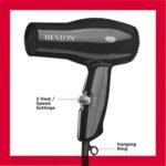 Revlon Compact Hair Dryer | 1875W Lightweight Design, Perfect for Travel, (Black) - Image 4