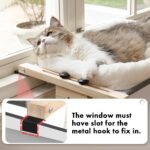 AMOSIJOY Cat Sill Window Perch Sturdy Hammock Window Seat with Cushion Bed Cover, Wood & Metal Frame for Large Cats, Easy to Adjust Cat Bed for Windowsill, Bedside, Drawer and Cabinet(Cushion Bed) - Image 6
